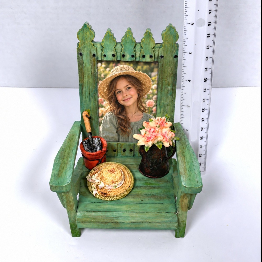Vtg 90s Country Garden Adirondack Chair PhotoFrame Cottagecore Whimsical Fairy